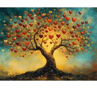Diamond Painting Tree of Life Diamond Art Heart Kits Adults, DIY 5D Round Full Drill Crafts for Kids Beginner, Crystal Cross Stitch Gem Art Canvas Painting Kits for Home Decor Gifts 50x70cm N6-878