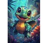 Diamond Painting Turtle 60x90cm 5D Diamond Art Kits Adults DIY Full Drill Cute Crystal Art Crafts, Rhinestones Cross Stitch Gem Sequin Canvas Paintings by Numbers for Room Decor Gifts for Womens G-478