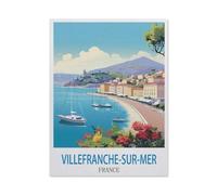 Diamond Painting，Villefranche Sur Mer France Vintage Travel Posters，Diamond Painting Art Embroidery Cross Stitch Pictures Gift Wall Decoration（30 x 40 cm/11.81 x 15.74 inches）-CR9