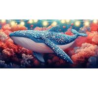 Diamond Painting Whale Diamond Art Fish, 5D Dimond Painting Kits for Adults DIY Crystal Rhinestone Crafts, Gem Art kits Kids, Paint by Numbers for Adults Beginners for Room Decor 100x200cm FD-4580