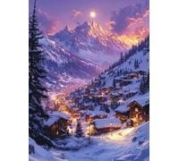 Diamond Painting Winter Diamond Art Kits Adults, Mountain Dimond Painting 5D DIY Full Round Drill Gem Embroidery Cross Stitch Kits Crafts for Home Bedroom Decor, Gifts for Women 60x80cm -bby26059X