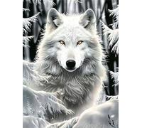 Diamond Painting Wolf Diamond Art Kits Adults&Kids&Beginners 5D Dimond Art Painting, Diamond Dots Crystal Art Embroidery, DIY Gem Art Square Diamond Painting Animal, for Home Wall Decor Gifts 30x40cm
