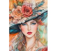 Diamond Painting Woman, Flower Diamond Art Kits Adults, Full Drill Crystal Art, 5D DIY Painting Kits for Beginners, for Home Wall Decor, Holiday Gifts, Relaxing & Stress Relief Activity 25x35cm f-472