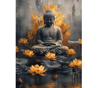 Diamond Painting Zen, Lotus Diamond Art Kits Adults with Full Accessories, DIY Full Drill Crystal Art Crafts Pictures Kits, Embroidery Cross Stitch Gem Paintings for Home Wall Decor 28x38inch - 1F81D