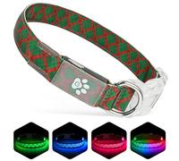 Diamond Pattern LED Dog Collar-USB Rechargeable Light-Up Collar for Dogs | Adjustable Glow in the Dark Night Safety Pet Collar for Small, Medium & Large Dogs, Night Walking(Green, L)
