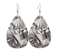 Diamond Pattern Piercing Teardrop Earrings Set Trendy Faux Leather For Women Girls Birthday Xmas Jewelry Gift