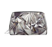 Diamond Pattern Print Makeup Bag, Cosmetic Bag,Women Pu Leather Cosmetic Bags with Wrist Strap Travel Toiletry Pouch Makeup Bag