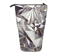 Diamond Pattern Print Pencil Case Adjustable Pen Bag Office Travel Multifunctional Stationery Organizer