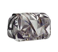 Diamond Pattern Print Portable Pencil Bag Cosmetic Toiletry Multi-Use Bags Cute Large Capacity Daily Use