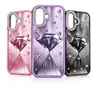 Diamond Phone Case - Bling Girls iphone protect Cover for iPhone 14 Purple | Sparkly diamond phone cover with rhinestone camera guard, glossy finish and slim protection for a stylish daily look and grip