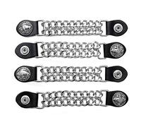 Diamond Plate 4-Piece Vest Extender Set - Faux Leather Ends, Nickel Button with Buffalo Engraving 6.5 Inch Extensions, Black, Large