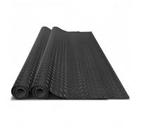 Diamond Plate PVC Rubber Trailer Mat - Non-Slip Floor Protector for Garage, Warehouse, Gyms, Black, 1.5x3m