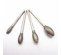 Diamond Point Grinding Bit 5 Pcs Oval Diamond Polishing Grinding Head Burrs Bits Shank Jade Stone Carving Engraving Tool Drill Coated Bit Points(50(2.35mm Shank))