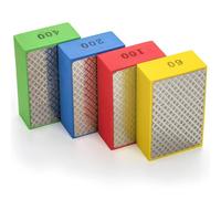 Diamond Polishing Pads 4 Pcs, Diamond Sanding Pads Hand Tool for Tile Porcelain Polishing, Concrete Stone Granite Marble Porcelain Tile Ceramic Stone Glass, Includes Sanding Block 60#, 100#, 200#,400#