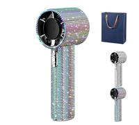 Diamond Portable Fan, Crystal Bling Rhinestone Mini Handheld FanPortable, Luxury Craftsmanship Portable Handheld Turbo Fan Rechargeable with Digital Display for Travel, Home (1PCS-Color)