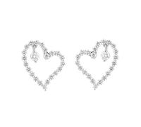 Diamond Princess 18ct White Gold 0.74ct Diamond Heart Stud Earrings