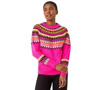 Diamond Print Crew Neck Knit Jumper Roman Magenta 20