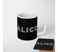 Diamond Print Font Letters Personalised Mug and Coaster Set - Custom Name Glitter Style Cup - 11oz Standard or Heat Reveal Mug Options - Fun Gift for Kids or Adults