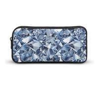 Diamond Print Pencil Pouch Cute Pen Case with Zippered Aesthetic Makeup Bag