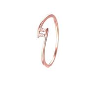 Diamond Promise Ring, Simple Promise Rings for Women Geometry with Round Shape Diamond 18K Rose Gold Size K 1/2