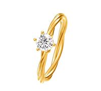 Diamond Promise Rings for Women, Married Ring Warped Ring with White Round Shape Diamond 18.1K Yellow Gold Size S 1/2