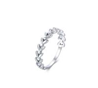 Diamond Promise Rings for Women, Simple Wedding Ring Leaves Silver with Round Shape Diamond Pt950 Size K 1/2