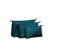 Diamond PU Cosmetic Bag, Multifunctional Travel Cosmetic Bag, Portable and Large Capacity, 3-piece Set(Green)