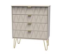 Diamond Ready Assembled Matt Cashmere 4 Drawer Chest Of Drawers (H)910mm (W)765mm (D)395mm