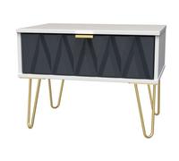 Diamond Ready Assembled Matt Indigo & White 1 Drawer Small Side Table (H)410mm (W)575mm (D)395mm