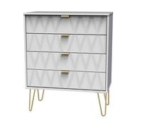 Diamond Ready Assembled Matt White 4 Drawer Wide Chest (H)885mm (W)765mm (D)415mm
