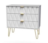 Diamond Ready Assembled Matt White No Effect 3 Drawer Wide Chest (H)695mm (W)765mm (D)415mm