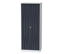 Diamond Ready Assembled Modern Matt Indigo & White Tall Double Wardrobe (H)1970mm (W)740mm (D)530mm