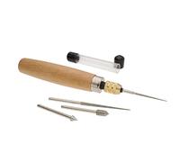 Diamond Reamer Set - 4 Interchangeable Tips, Wood Handle, Storage Tube for Bits - Use on Glass, Ceramic or Stone - Tools for Opening & Enlarging Holes & Softening & Smoothing Rough Edges