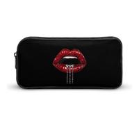 Diamond Red Lips Glitter Simple Pencil Case Large Capacity Pen Marker Cases