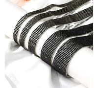 Diamond Ribbon Rhinestone Strips Tape, Self Adhesive Diamond Rhinestone Ribbon 1 Yard Multicolor 0.8-2.5cm Width for DIY Crafts(Black,5 Rows(1cm))