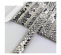 Diamond Ribbons 1 Yard Printing Leather hot fix Tape Ribbon Crystal Rhinestone Decoration Iron on Shoes Clothing Accessories(Python Pattern)
