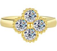 diamond ring, 1.2CT Four Leaves Moissanite Engagement Rings for Women S925 Sterling Silver Lab Created Diamond Gifts(Gold,8)