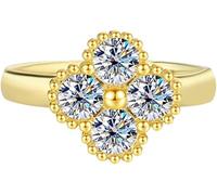diamond ring, 1.2CT Four Leaves Moissanite Engagement Rings for Women S925 Sterling Silver Lab Created Diamond Gifts(Gold,7)