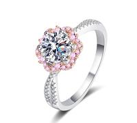 diamond ring, 1ct D Color VVS1 Moissanite Wedding Ring for Women, S925 Sterling Silver Pink Diamond Rings for Engagement Motheru2019s Day Birthday with Certificate(8)