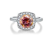 diamond ring, 2ct Moissanite Rings D Color VVS1 Diamond 925 Sterling silver Wedding Anniversary Promise Engagement for Women with Certificate(Red,7)