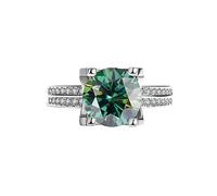 diamond ring, 3ct Moissanite Wedding Bands for Women D Color VVS1 925 Sterling Silver Diamond Rings Red/Green/Pink Engagement with Certificate(Green,8)