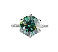 diamond ring, 5ct Red/Green/Pink Moissanite Rings for Women D Color VVS1 Diamond S925 Sterling Silver Engagement Wedding for with Certificate(Green,5)