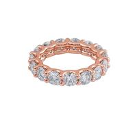 Diamond Rings for Women Anniversary, Simple Ring Eternity Band with Round Shape Diamond 14K Rose Gold Size N 1/2