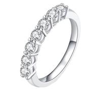 Diamond Rings Women, Wedding Bands for Women Stackable Ring with White Round Shape Diamond 18.1K White Gold Size U 1/2