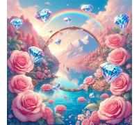 Diamond Rose Rainbow 300 Piece Jigsaw Puzzles for Adults 35x35cm, adult jigsaw puzzles 300 Pieces, Challenging&Brainteasing Puzzle Family Games, Beautiful Decoration puzzle