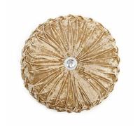 Diamond Round Cushions Stitched Filled Crushed Velvet Beautiful Diamante Sofa Cushion Bed Cushion Small & Large (1x Large 18"x18", Gold)