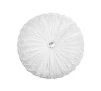 Diamond Round Cushions Stitched Filled Crushed Velvet Beautiful Diamante Sofa Cushion Bed Cushion Small & Large (1x Large 18"x18", White)