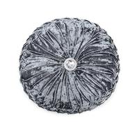 Diamond Round Cushions Stitched Filled Crushed Velvet Beautiful Diamante Sofa Cushion Bed Cushion Small & Large (1x Large 18"x18", Silver)