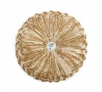 Diamond Round Cushions Stitched Filled Crushed Velvet Beautiful Diamante Sofa Cushion Bed Cushion Small & Large (2x Small 14"x14", Gold)