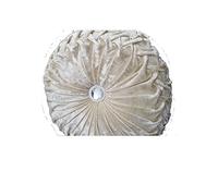 Diamond Round Cushions Stitched Filled Crushed Velvet Beautiful Diamante Sofa Cushion Bed Cushion Small & Large (1x Large 18"x18", Cream)